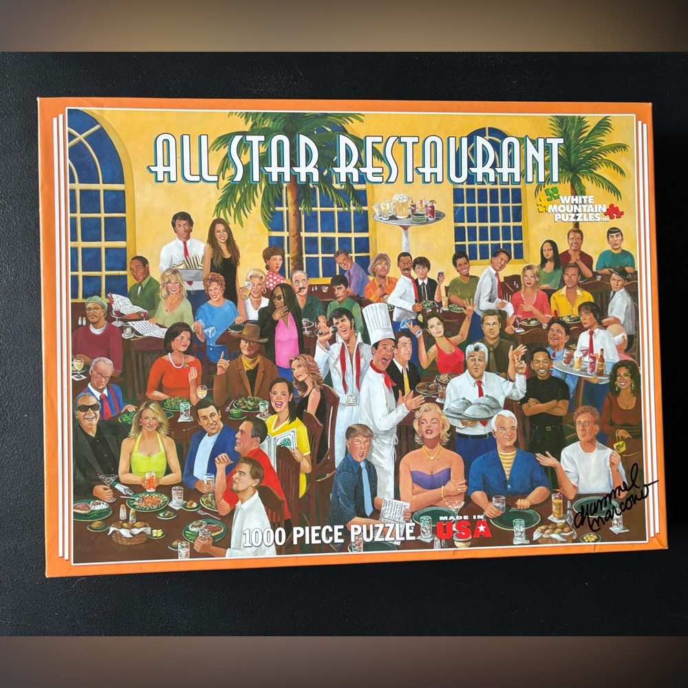 All Star Restaurant 1000 Pc Puzzle Complete 2009 - Box signed by Artist
